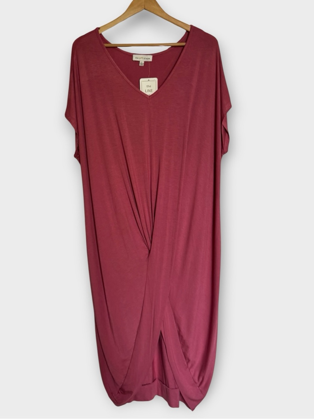 Line of Style Maxi T-Shirt Dress Large Rose Pink Soft Stretch